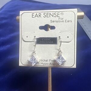 Ear Sense Earrings Hypo-Allergenic Nickel-Free Sensitive Ear Cubic Zirconia